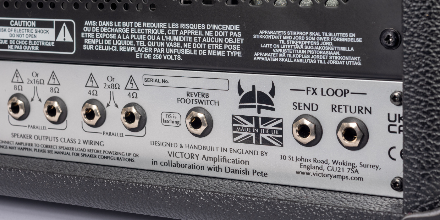 The back of a Victory Deputy guitar amplifier showing the FX loop send and return jacks