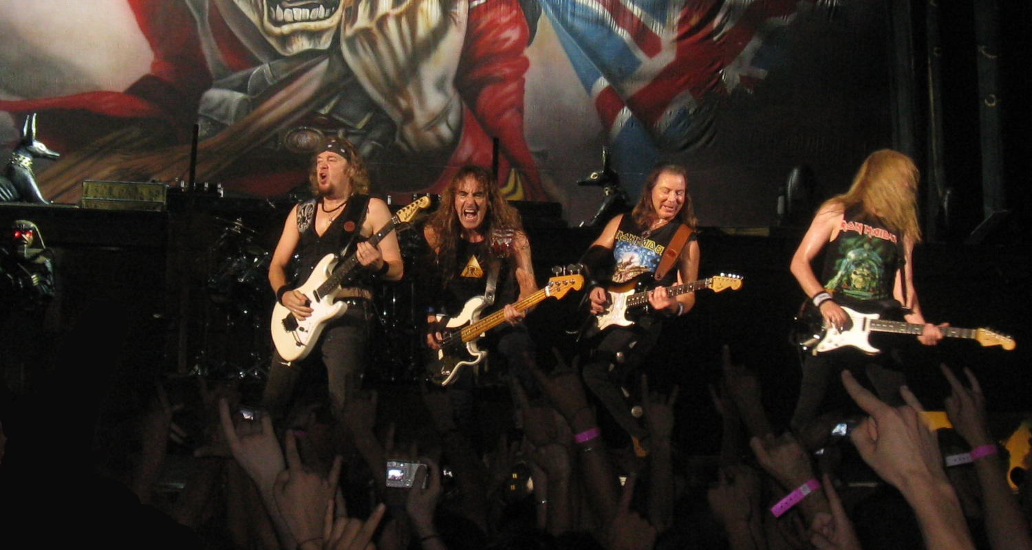 Iron Maiden on stage at festival