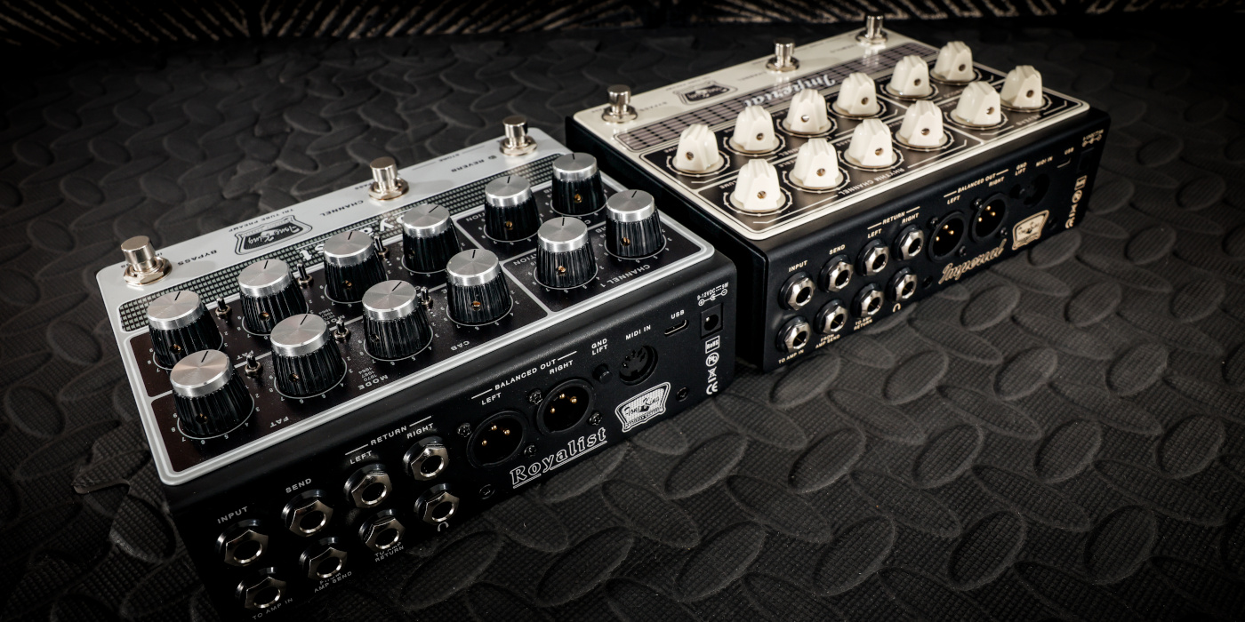 Rear jacks and connectors of Tone King Royalist and Imperial preamp pedals