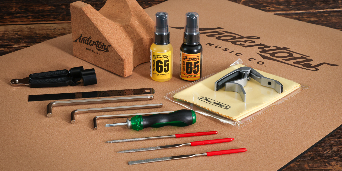 A photo showing the Andertons guitar tech maintenance essentials bundle