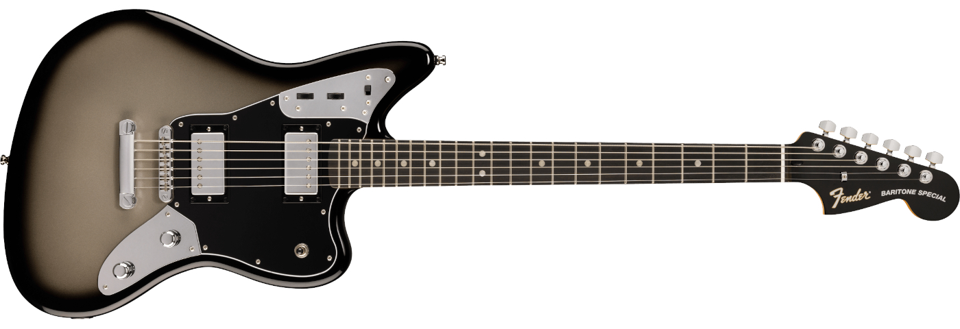 Fender Fusion Jaguar Baritone electric guitar in silverburst